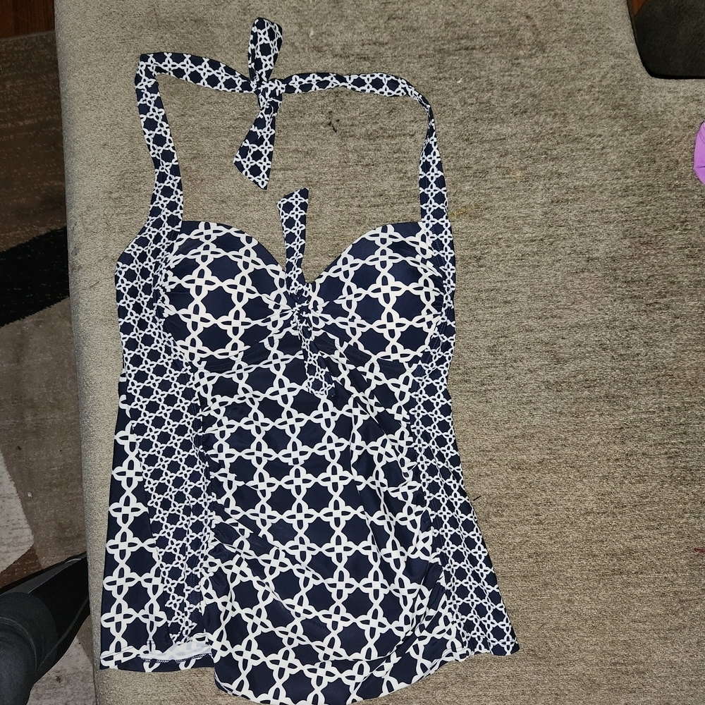 Merona Blue and White Swimsuit